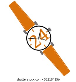 vector stylish wrist watch with leather strap