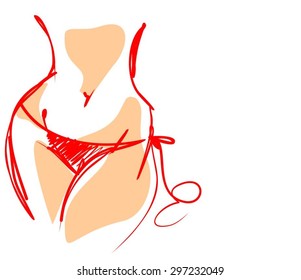 Vector. Stylish,original hand-drawn graphics with beautiful young attractive girl model for design. Fashion, style, youth, fitness, sports, beauty, advertising. Graphic, sketch drawing. Sexy body.
