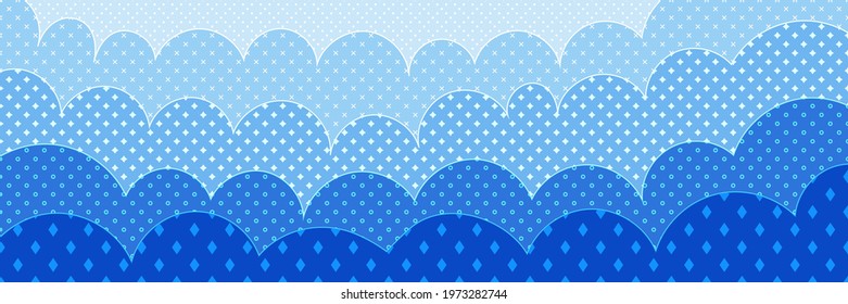 Vector stylization of clouds, different textures. Geometric background, banner.