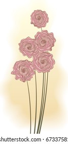 Vector stylization. Decorative bouquet of pink flowers