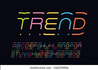 vector of stylized abstract color  font and alphabet with underlining