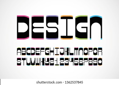 vector of stylized abstract modern  font and alphabet with brigh