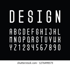 vector of stylized abstract narrow font and alphabet