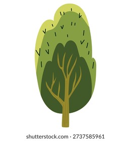 vector stylized acacia tree with tall trunk and rounded layered crown