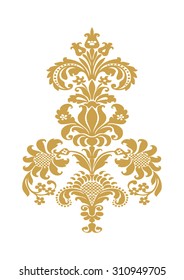 Vector stylized adornment decoration foliage print oriental floral design element, ornament curl petal floral gold, damask flower leaf vector, curve graphic ethnic. Isolated on white background 