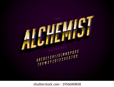 Vector of stylized alchemist alphabet and font