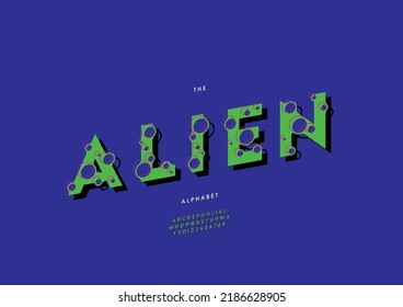 Vector of stylized alien alphabet and font