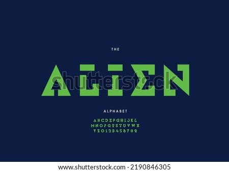 Vector of stylized alien alphabet and font