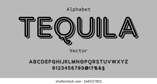 Vector of stylized and alphabet design old style Typography creative font design Abstract alphabet named tequila