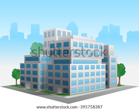 Vector stylized altered generic corporate modern office building