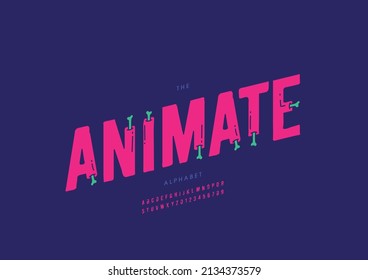 Vector del alfabeto animado estilizado y fuente