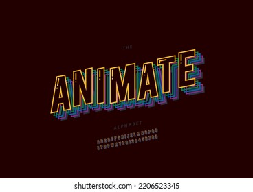 Vector of stylized animate alphabet and font