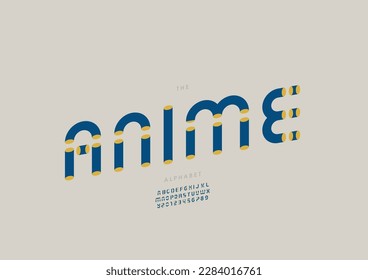 Vector of stylized anime font and alphabet