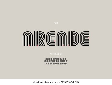 Vector of stylized arcade alphabet and font
