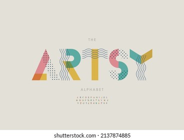 Vector of stylized artsy alphabet and font