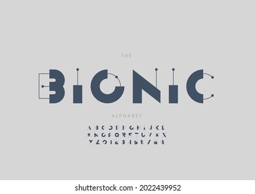 Vector of stylized bionic alphabet and font