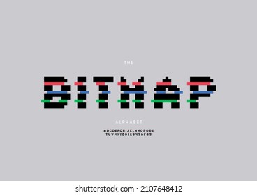 Vector of stylized bitmap alphabet and font