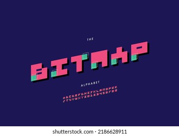 Vector Of Stylized Bitmap Alphabet And Font