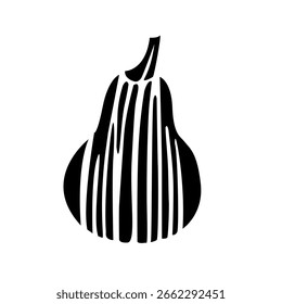 Calabaza abstracta negra estilizada de Vector en estilo lineal dibujado a mano. Perfecto para el diseño de temática otoñal, carteles, pegatinas, empaques y decoraciones de Halloween.