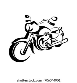 vector stylized black and white motorcycle, graphic illustration motobike for design