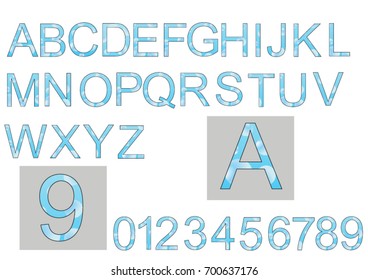 Vector stylized blue alphabet