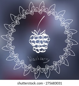 vector of stylized blueberry in the ornament on the blur background