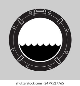 vector stylized boat window symbol isolated on white background with copy space