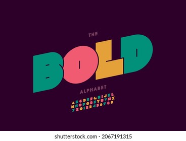 Vector of stylized bold alphabet and font