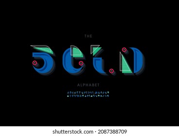 Vector of stylized bold alphabet and font