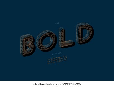 Vector of stylized bold alphabet and font
