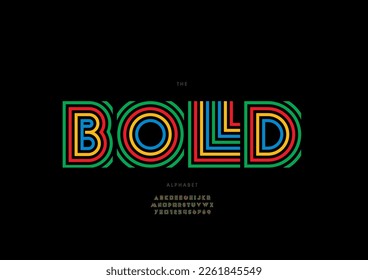 Vector of stylized bold alphabet and font