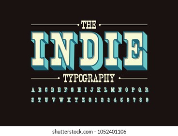 Vector of stylized bold font and alphabet