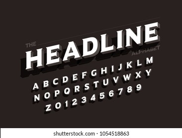 Vector of stylized bold font and alphabet