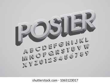 Vector of stylized bold font and alphabet
