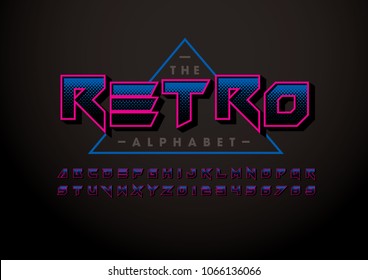 Vector of stylized bold font and alphabet