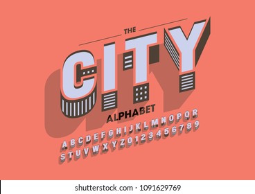 Vector of stylized bold font and alphabet