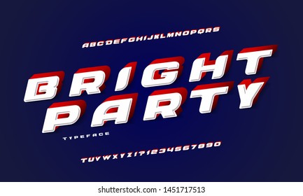 Vector of stylized bold font and alphabet