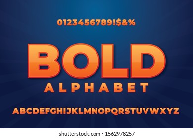 Vector of stylized bold font and alphabet