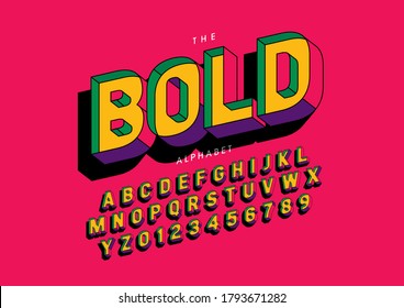 Vector of stylized bold font and alphabet