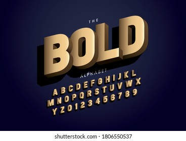 Vector of stylized bold font and alphabet