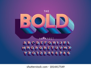 Vector of stylized bold font and alphabet