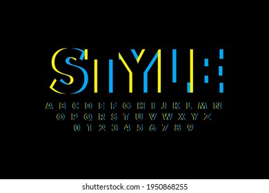 Vector of stylized bold font and alphabet