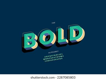 Vector of stylized bold font and alphabet