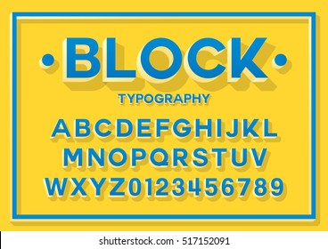 Vector of stylized bold font and alphabet