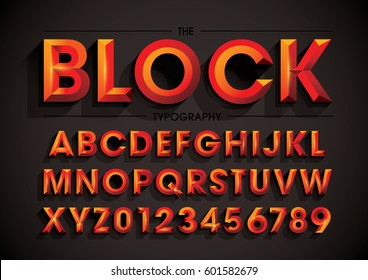 Vector of stylized bold font and alphabet
