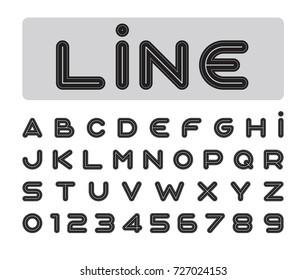 Vector of stylized bold font and alphabet