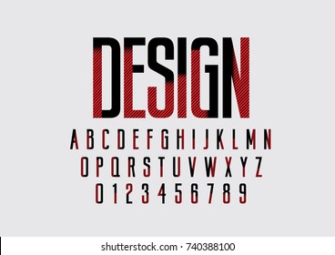 Vector of stylized bold font and alphabet