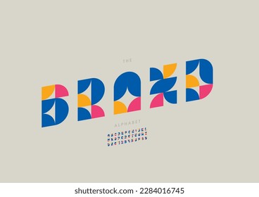 Vector of stylized brand font and alphabet