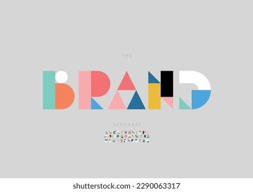 Vector of stylized brand font and alphabet
