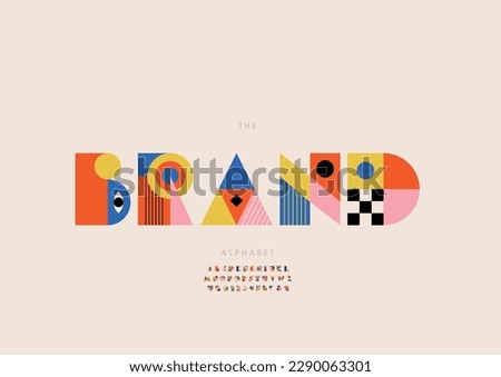 Vector of stylized brand font and alphabet